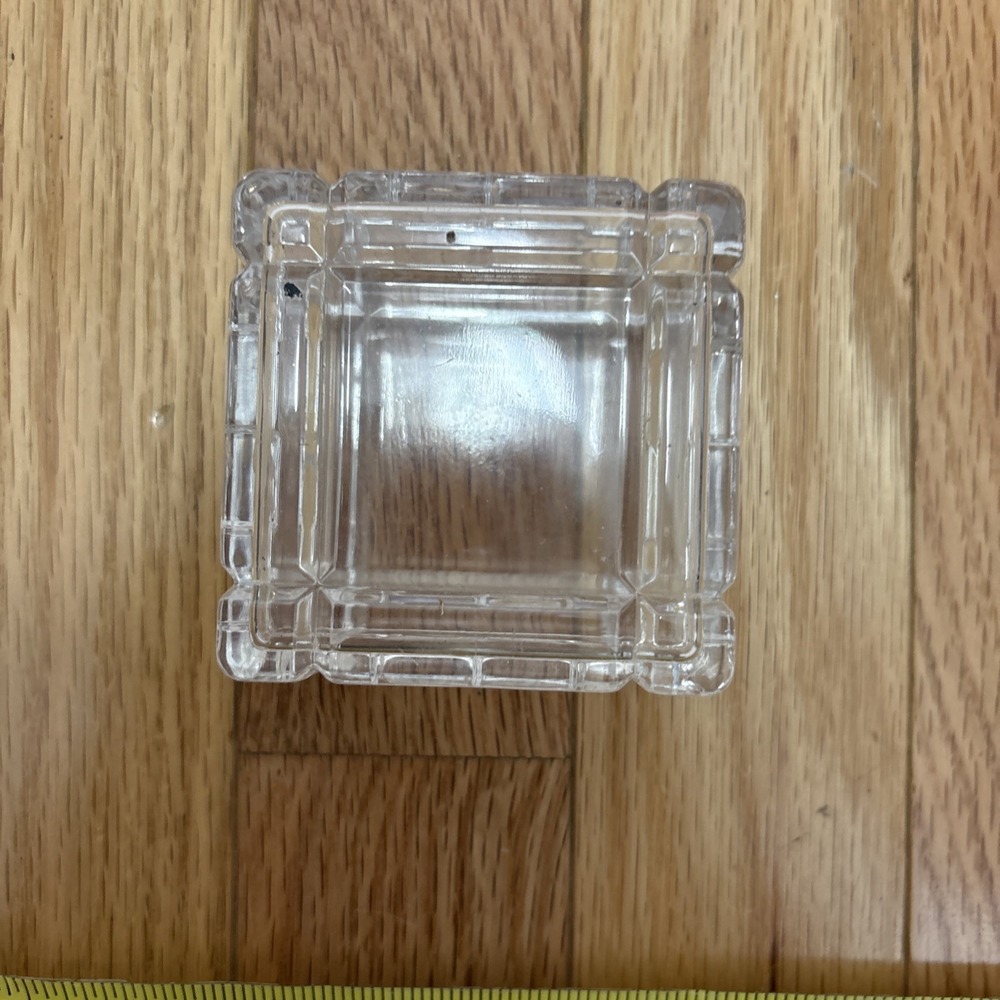 Vintage Square Clear Crystal Blow‎ Jewelry Trinket Box 2 Pieces